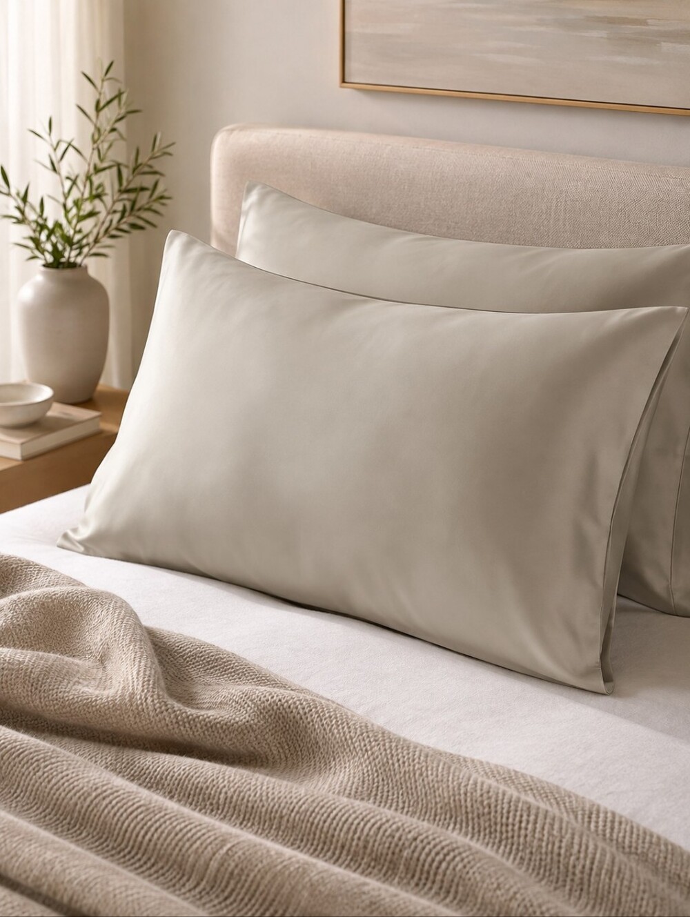 DOZ by SIJO King Bamboo Cooling Pillowcases Fog Set of 2 NWOT